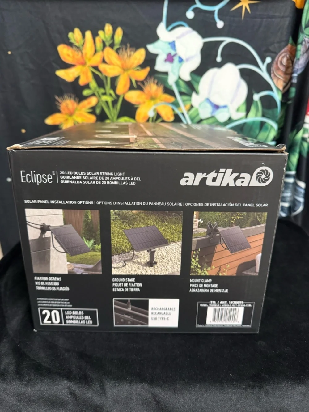 Artika Eclipse Solar Outdoor String Lantern Lights - Black